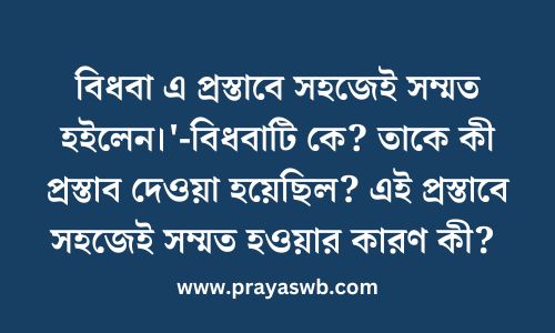 বিধবা এ প্রস্তাবে সহজেই সম্মত হইলেন