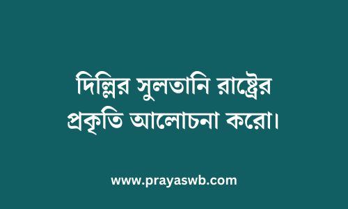 দিল্লির সুলতানি রাষ্ট্রের প্রকৃতি আলোচনা করো