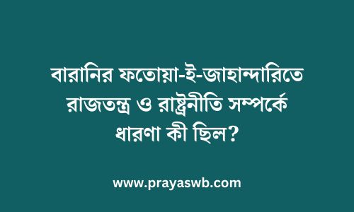 বারানির ফতোয়া-ই-জাহান্দারিতে রাজতন্ত্র ও রাষ্ট্রনীতি সম্পর্কে ধারণা কী ছিল