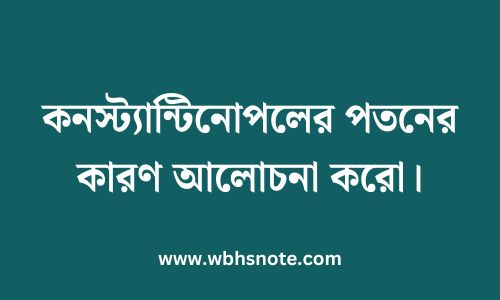 কনস্ট্যান্টিনোপলের পতনের কারণ আলোচনা করো