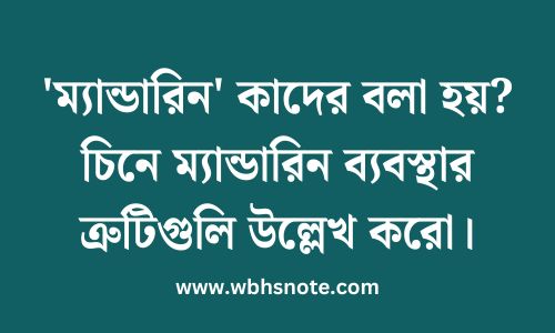 'ম্যান্ডারিন' কাদের বলা হয়? চিনে ম্যান্ডারিন ব্যবস্থার ত্রুটিগুলি উল্লেখ করো