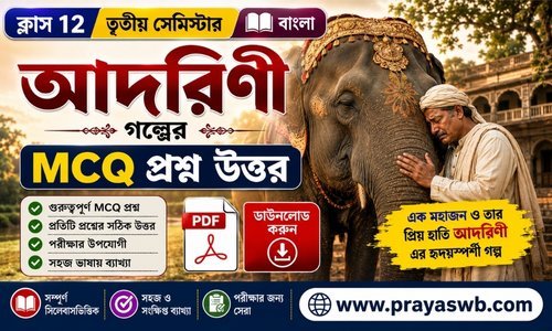 আদরিণী গল্পের MCQ প্রশ্ন উত্তর